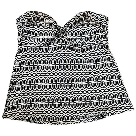 CONVERSE Bandeau Diamond Zigzag Black & White Strapless Swim Top Womens Large - Picture 7 of 11